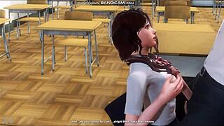 Cartoon of brunette student learning