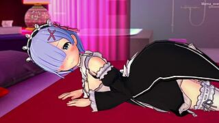 Rem's obsession with cum is evident in this steamy hotel room scene